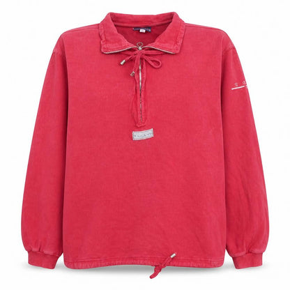 Reebok Women Red Pullover Sweatshirt Size 14 Lace-Up Collar