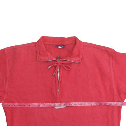 Reebok Women Red Pullover Sweatshirt Size 14 Lace-Up Collar