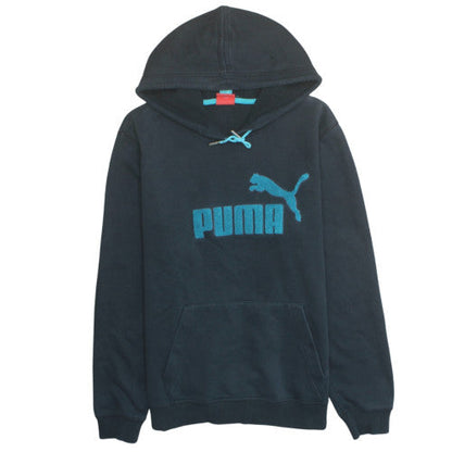 Puma Womens Black Pullover Hoodie M Cotton Blend Logo Hooded Sweatshirt