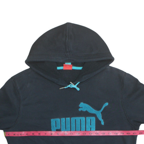 Puma Womens Black Pullover Hoodie M Cotton Blend Logo Hooded Sweatshirt