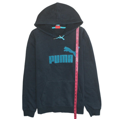 Puma Womens Black Pullover Hoodie M Cotton Blend Logo Hooded Sweatshirt