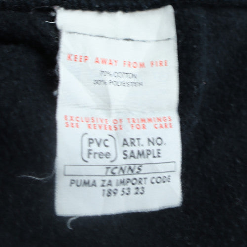 Puma Womens Black Pullover Hoodie M Cotton Blend Logo Hooded Sweatshirt