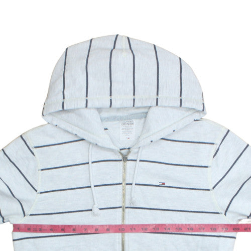 Tommy Hilfiger Men’s White Striped Full Zip Hoodie Medium