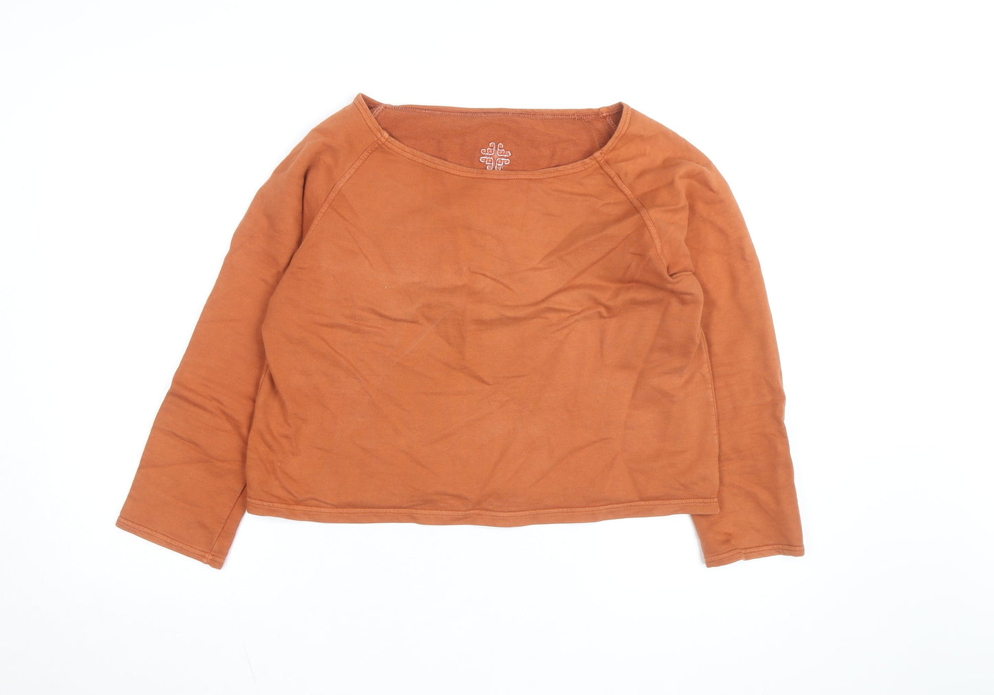 Gossypium Women’s Brown Organic Cotton Long Sleeve Pullover Sweatshirt Size 14