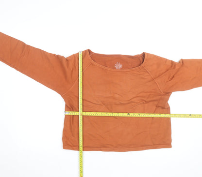 Gossypium Women’s Brown Organic Cotton Long Sleeve Pullover Sweatshirt Size 14