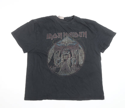 H&M Men’s Black Iron Maiden Graphic Band T-Shirt Size L