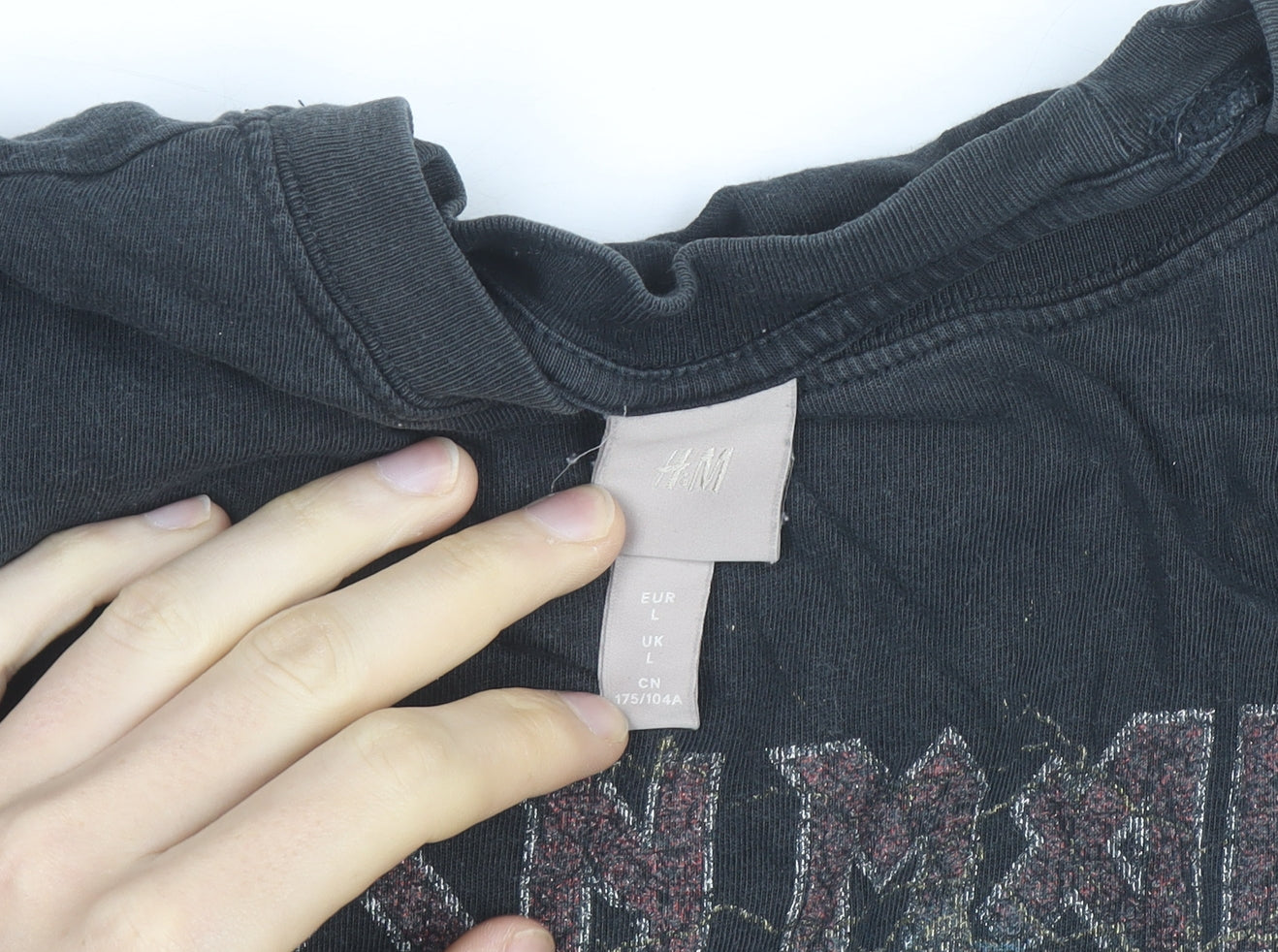 H&M Men’s Black Iron Maiden Graphic Band T-Shirt Size L
