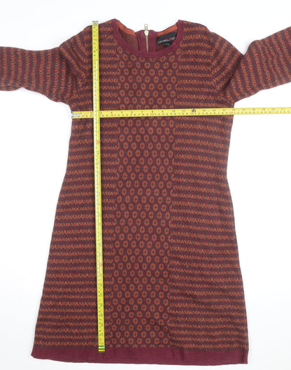 Cynthia Rowley Women's Red Geometric Knit Shift Dress Size M