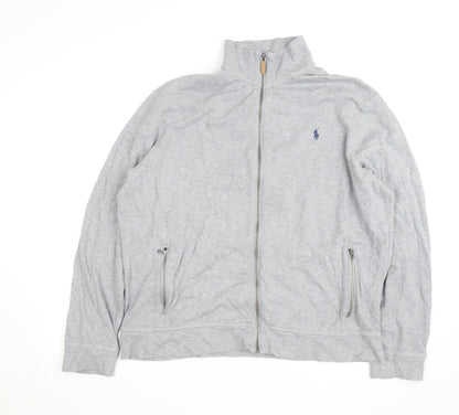 Ralph Lauren Men's Grey XL Track Jacket Full Zip Cotton Estate Rib