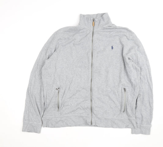 Ralph Lauren Men's Grey XL Track Jacket Full Zip Cotton Estate Rib