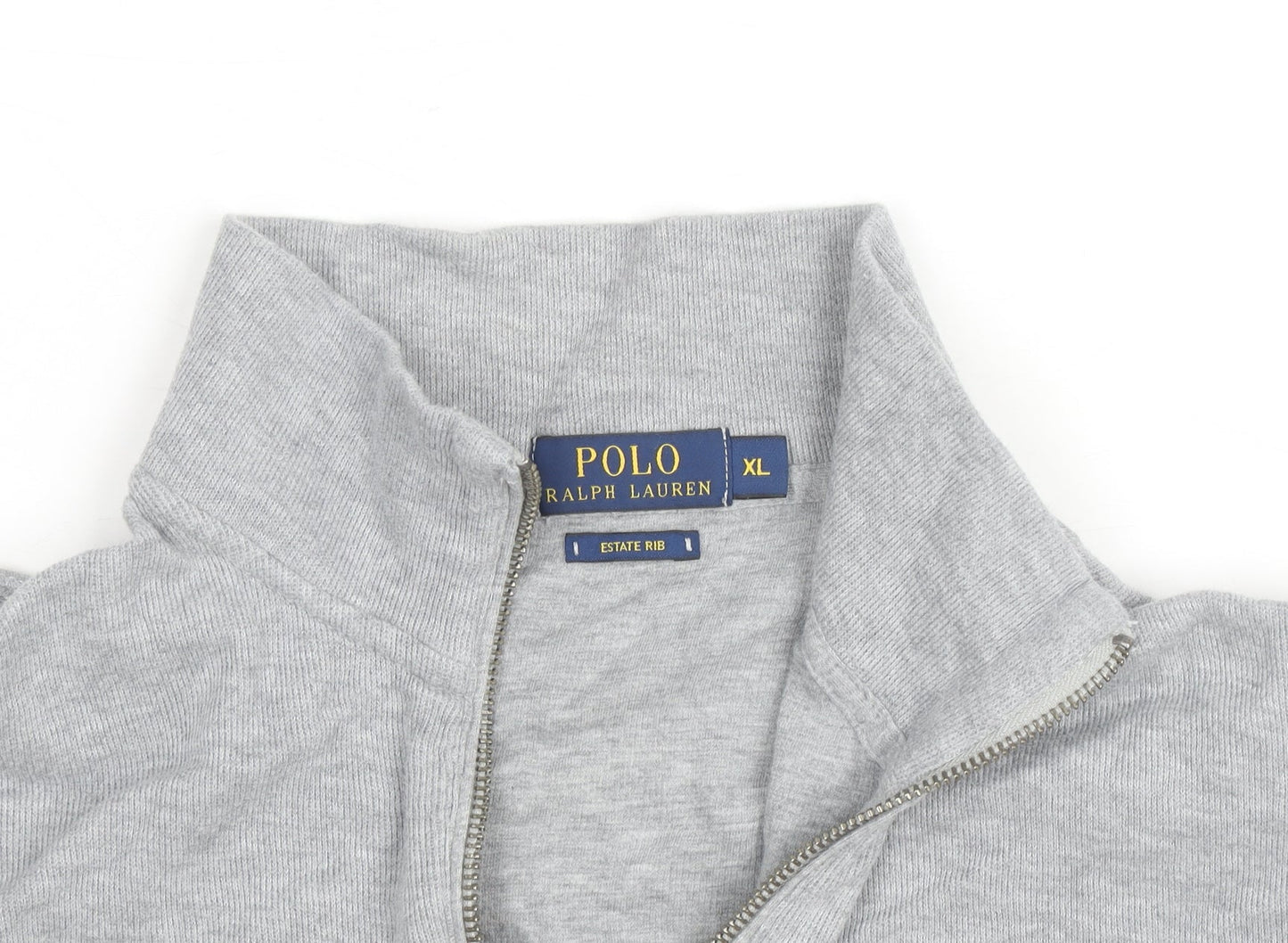 Ralph Lauren Men's Grey XL Track Jacket Full Zip Cotton Estate Rib