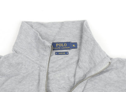 Ralph Lauren Men's Grey XL Track Jacket Full Zip Cotton Estate Rib