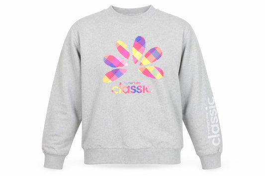 Front view of Mother's Day Classic unisex grey logo pullover sweatshirt l