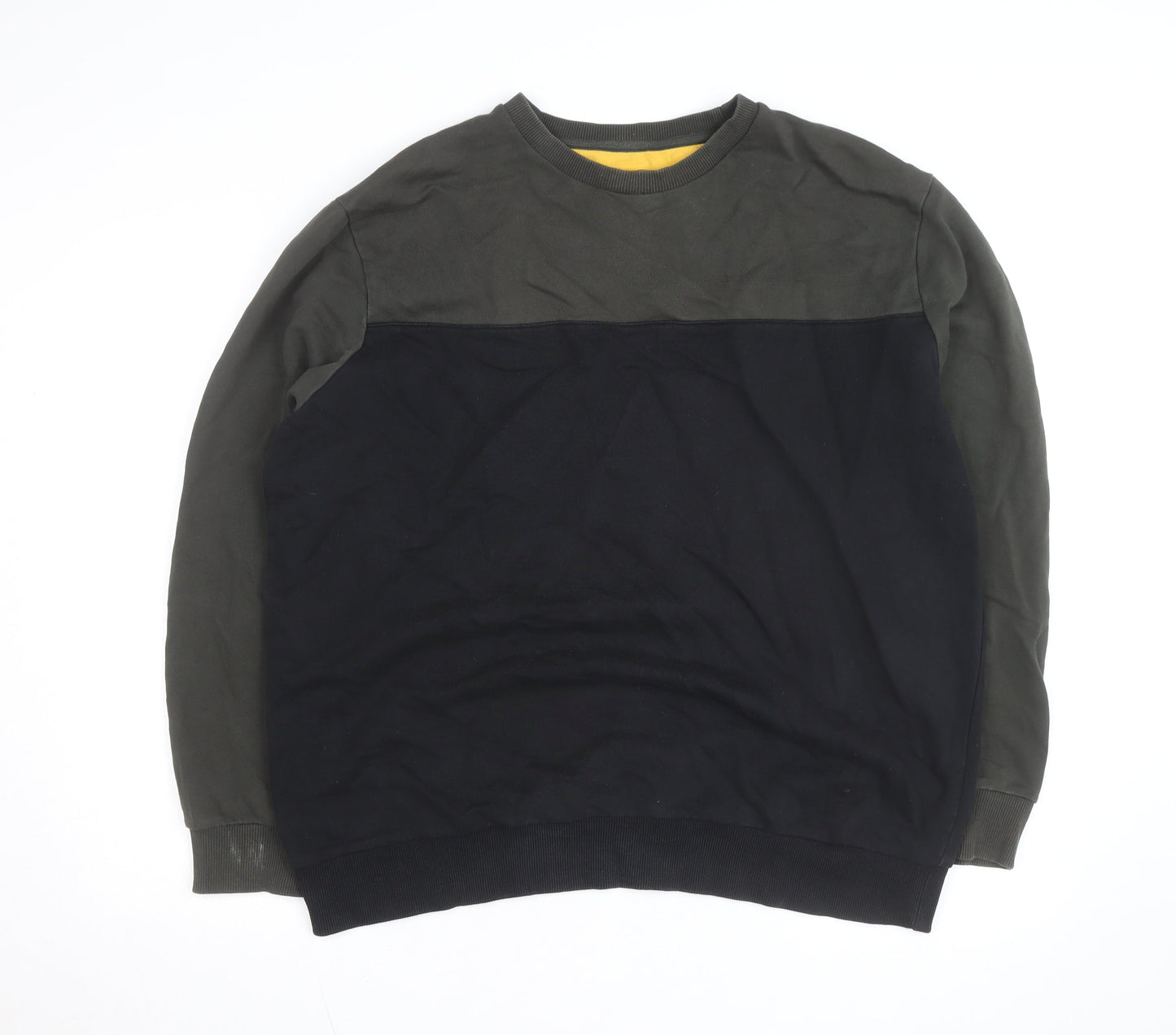 KAFT Mens Green and Black XL Crew Neck Cotton Sweatshirt