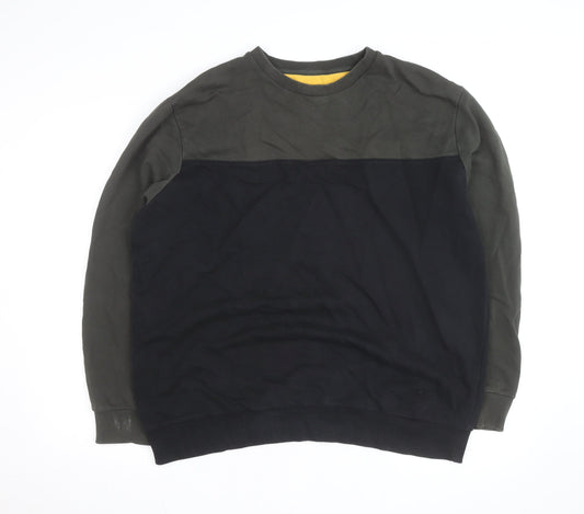 KAFT Mens Green and Black XL Crew Neck Cotton Sweatshirt