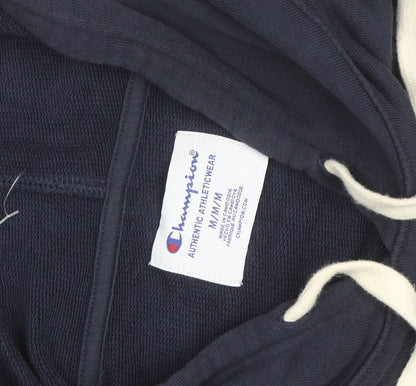 Champion Men's Blue Pullover Hoodie M Logo Fleece Sweatshirt