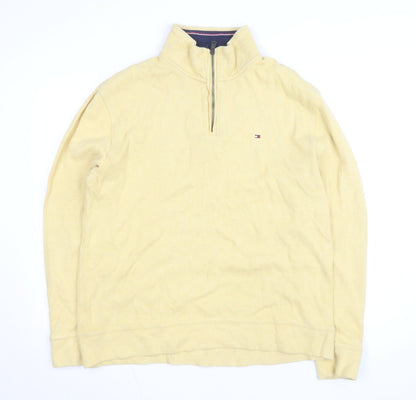 Tommy Hilfiger Men's Beige Cotton 1/2 Zip Basic Jacket L