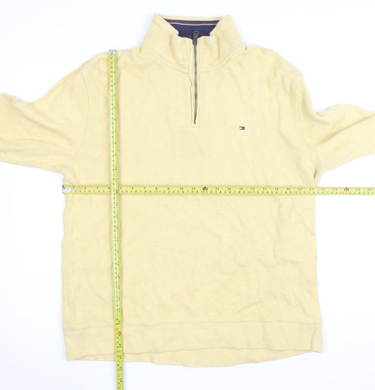 Tommy Hilfiger Men's Beige Cotton 1/2 Zip Basic Jacket L