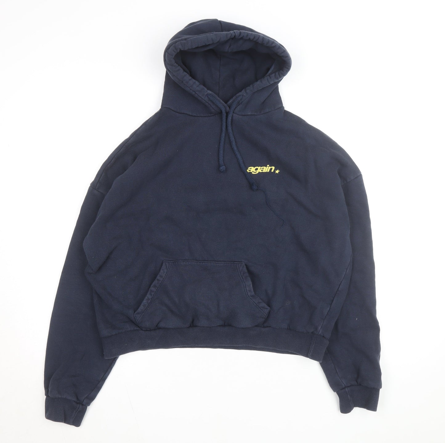 Subdued Women Navy Blue Pullover Hoodie Size UK 6 Graphic Print