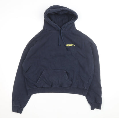 Subdued Women Navy Blue Pullover Hoodie Size UK 6 Graphic Print