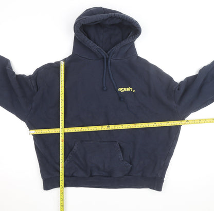 Subdued Women Navy Blue Pullover Hoodie Size UK 6 Graphic Print