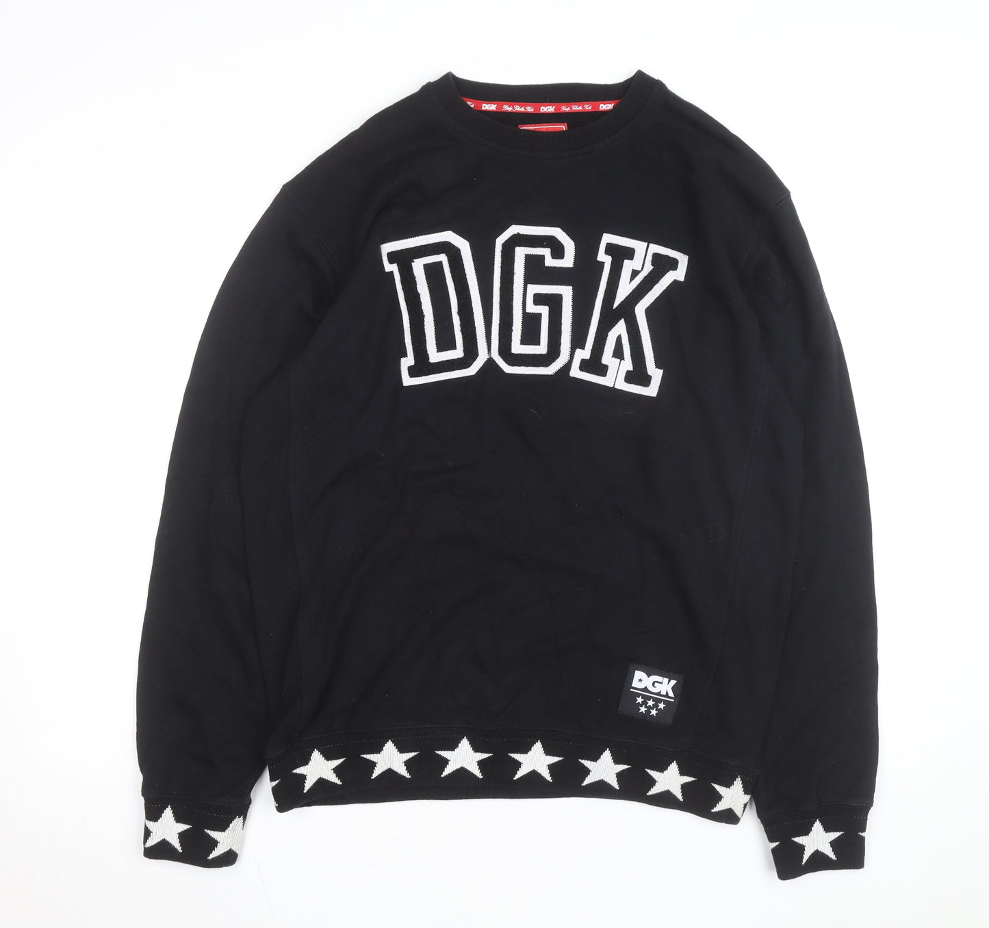 DGK Men's Black Medium Crew Neck Sweatshirt with Star Trim