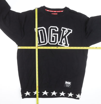 DGK Men's Black Medium Crew Neck Sweatshirt with Star Trim