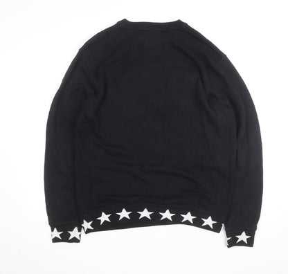 DGK Men's Black Medium Crew Neck Sweatshirt with Star Trim
