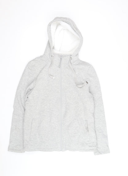 Peter Storm Womens Grey Full Zip Hoodie Size 14 Fleece Lined