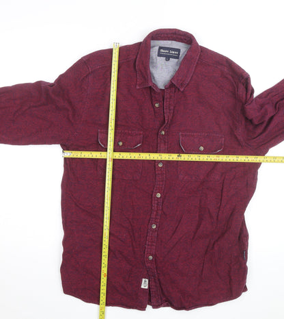 Shore Leave Men’s Red Cotton Flannel Button-Up Shirt L