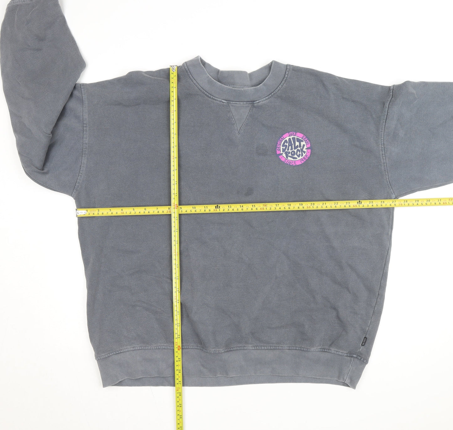 Saltrock Men's Grey L Pullover Fleece Sweatshirt Surf Logo