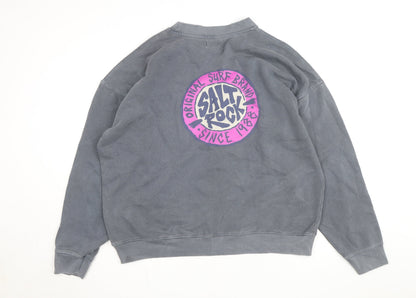 Saltrock Men's Grey L Pullover Fleece Sweatshirt Surf Logo