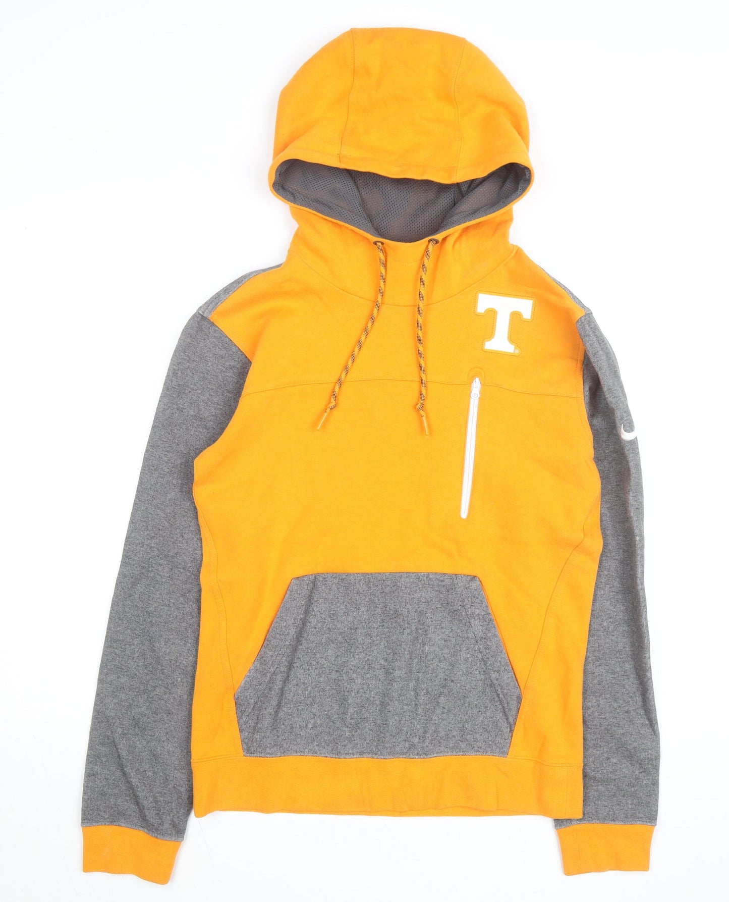 Nike Men’s Orange Grey Pullover Hoodie S Sports Lined Lightweight