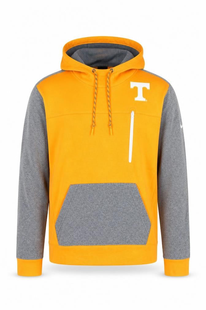 Nike Men’s Orange Grey Pullover Hoodie S Sports Lined Lightweight