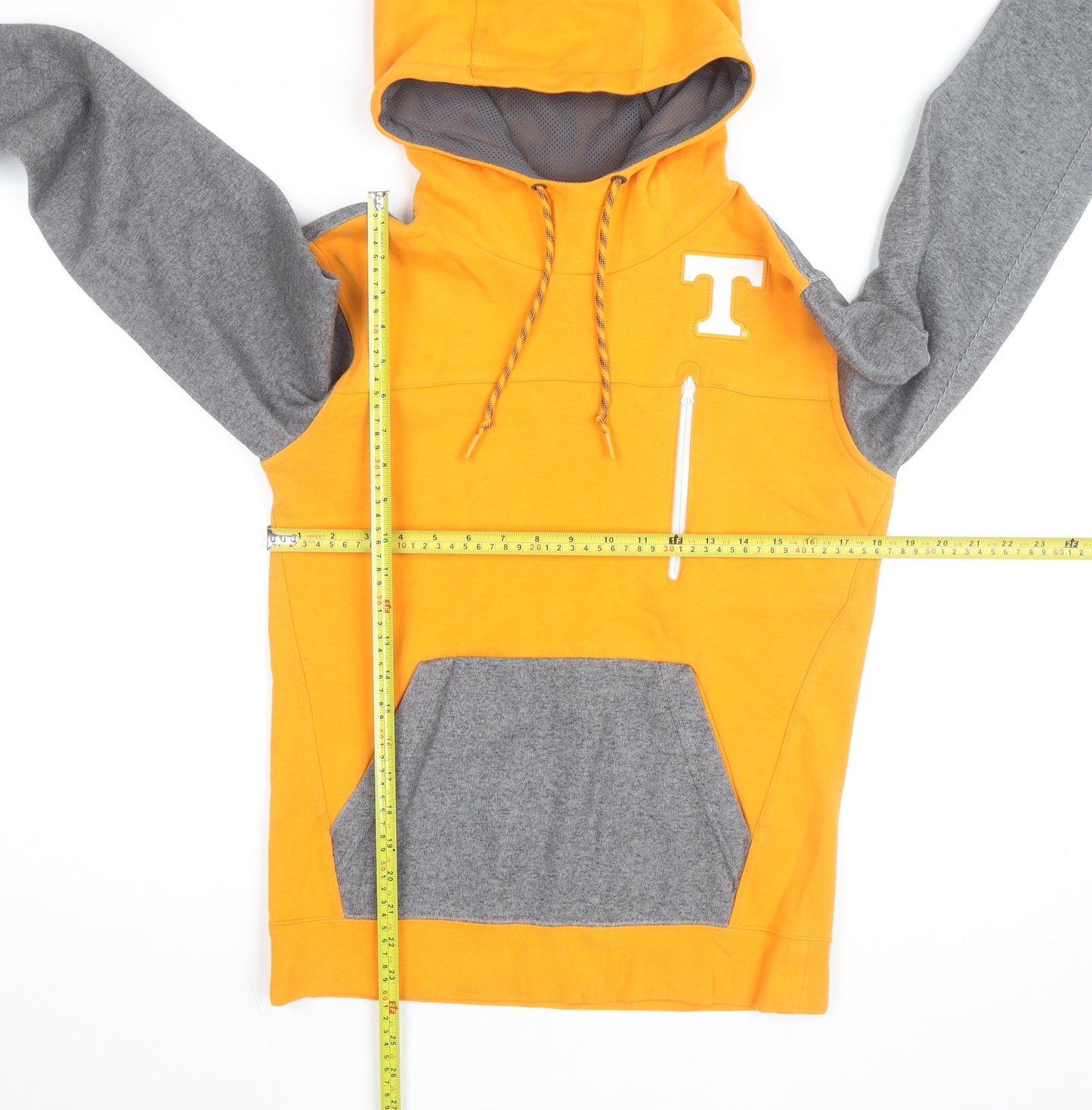 Nike Men’s Orange Grey Pullover Hoodie S Sports Lined Lightweight