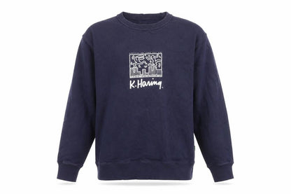 Uniqlo Keith Haring Men Blue Medium Pullover Sweatshirt
