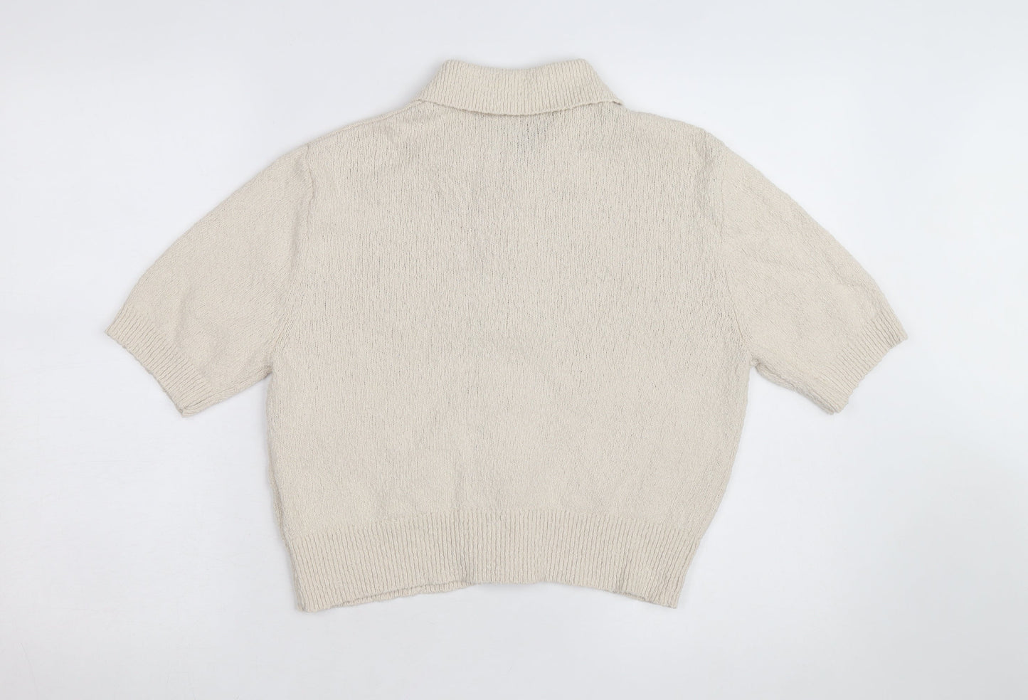 Marks and Spencer Women Beige Collared Button Cardigan Medium