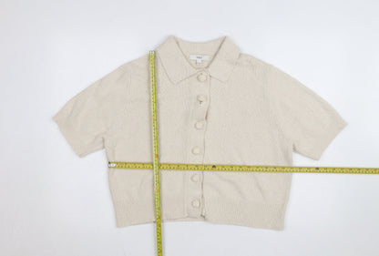 Marks and Spencer Womens Beige Collared Short Sleeve Cardigan L