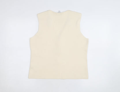 Marks and Spencer Women's Beige Sleeveless V-Neck Knit Blouse M