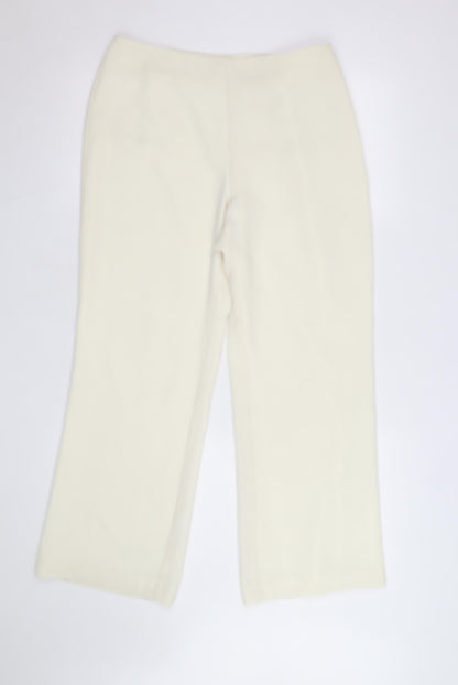 Marks and Spencer Women Ivory Trousers Size 12 Short Wide-Leg