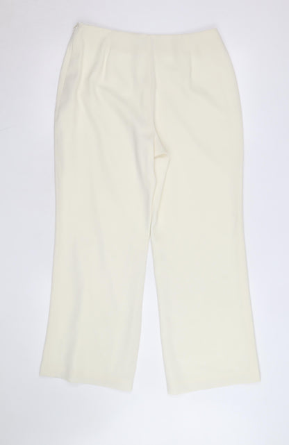 Marks and Spencer Women Ivory Trousers Size 12 Short Wide-Leg
