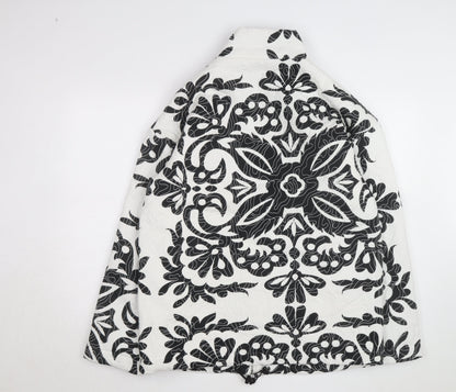 Zara Women's Black White Quilted Floral Jacket Size S
