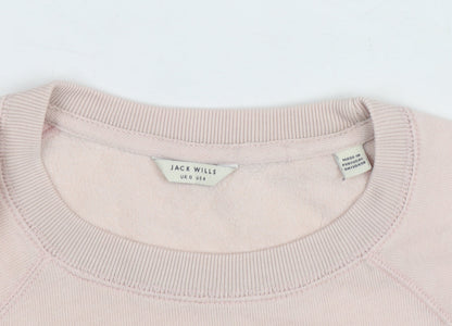 Jack Wills Women Pink Crew Neck Pullover Sweatshirt UK 8 Cotton