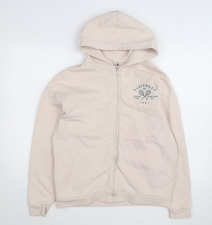 Slazenger Womens Beige Full Zip Hoodie Size 8 Cotton Blend