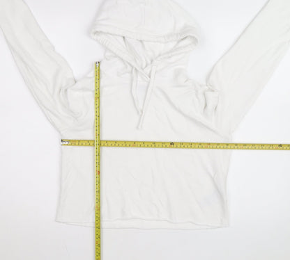 Hollister Women’s White Pullover Hoodie Small Drawstring Cotton Blend
