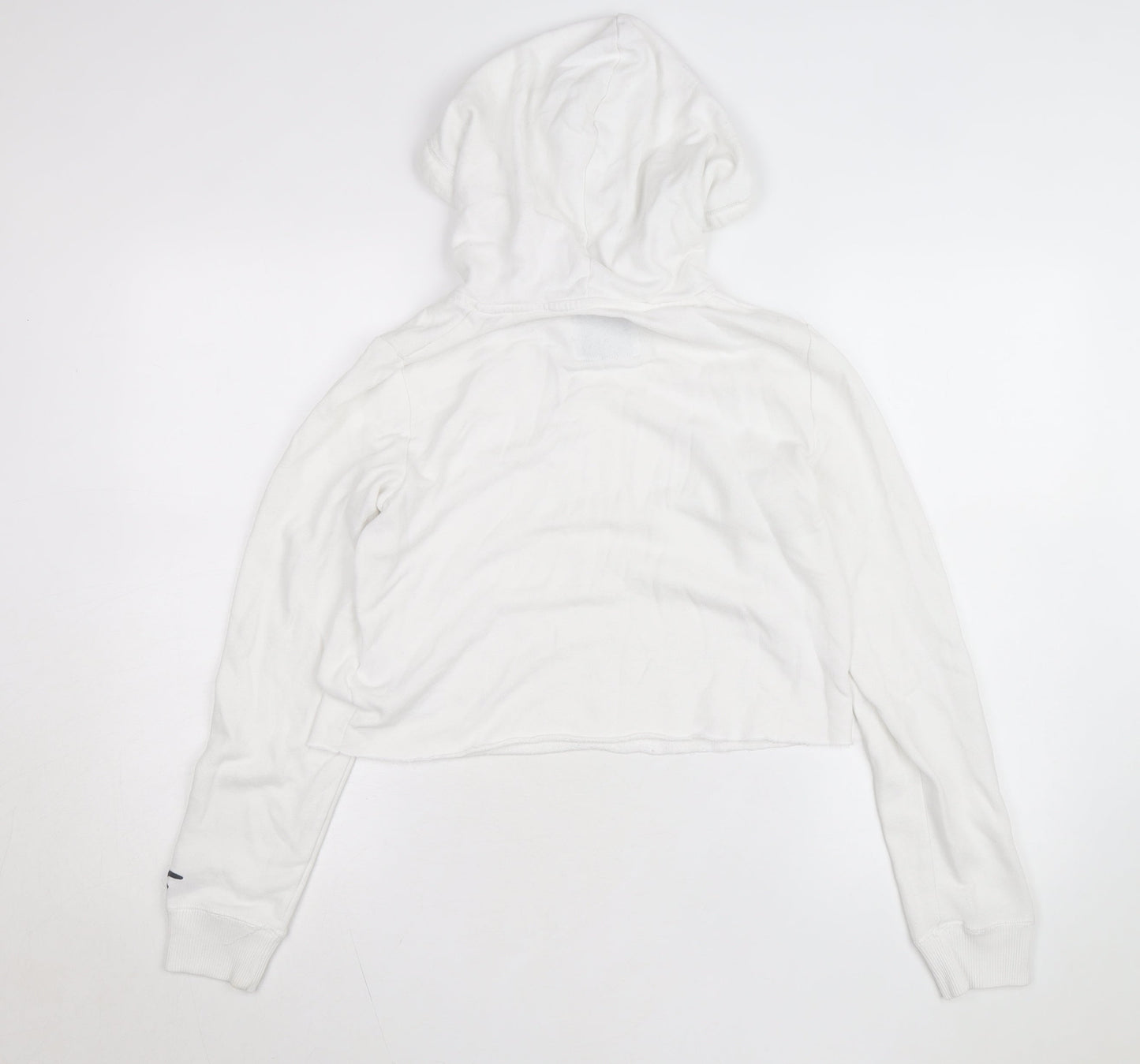 Hollister Women’s White Pullover Hoodie Small Drawstring Cotton Blend