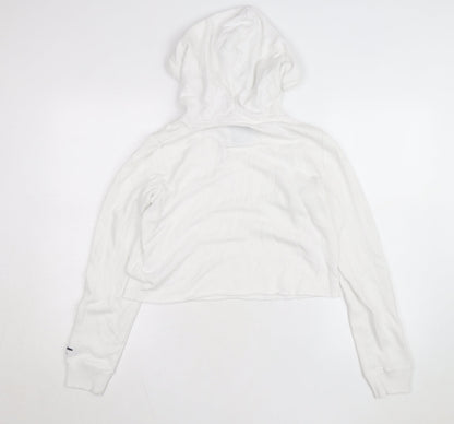 Hollister Women’s White Pullover Hoodie Small Drawstring Cotton Blend