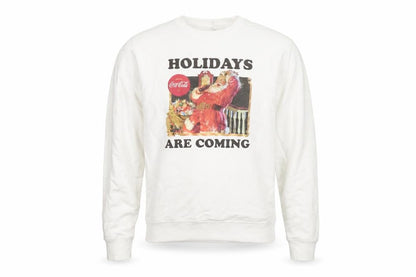Coca-Cola Men's White Christmas Santa Crew Neck Sweatshirt M