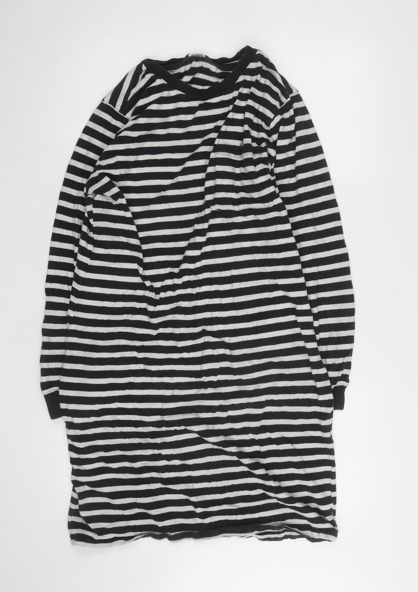 Marks and Spencer Women's Black Striped Long Sleeve T-Shirt M