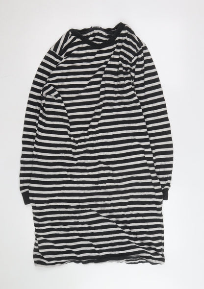 Marks and Spencer Women's Black Striped Long Sleeve T-Shirt M